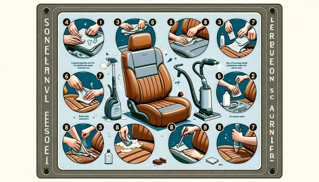 guide showcasing a step by step process for cleaning leather seats 1