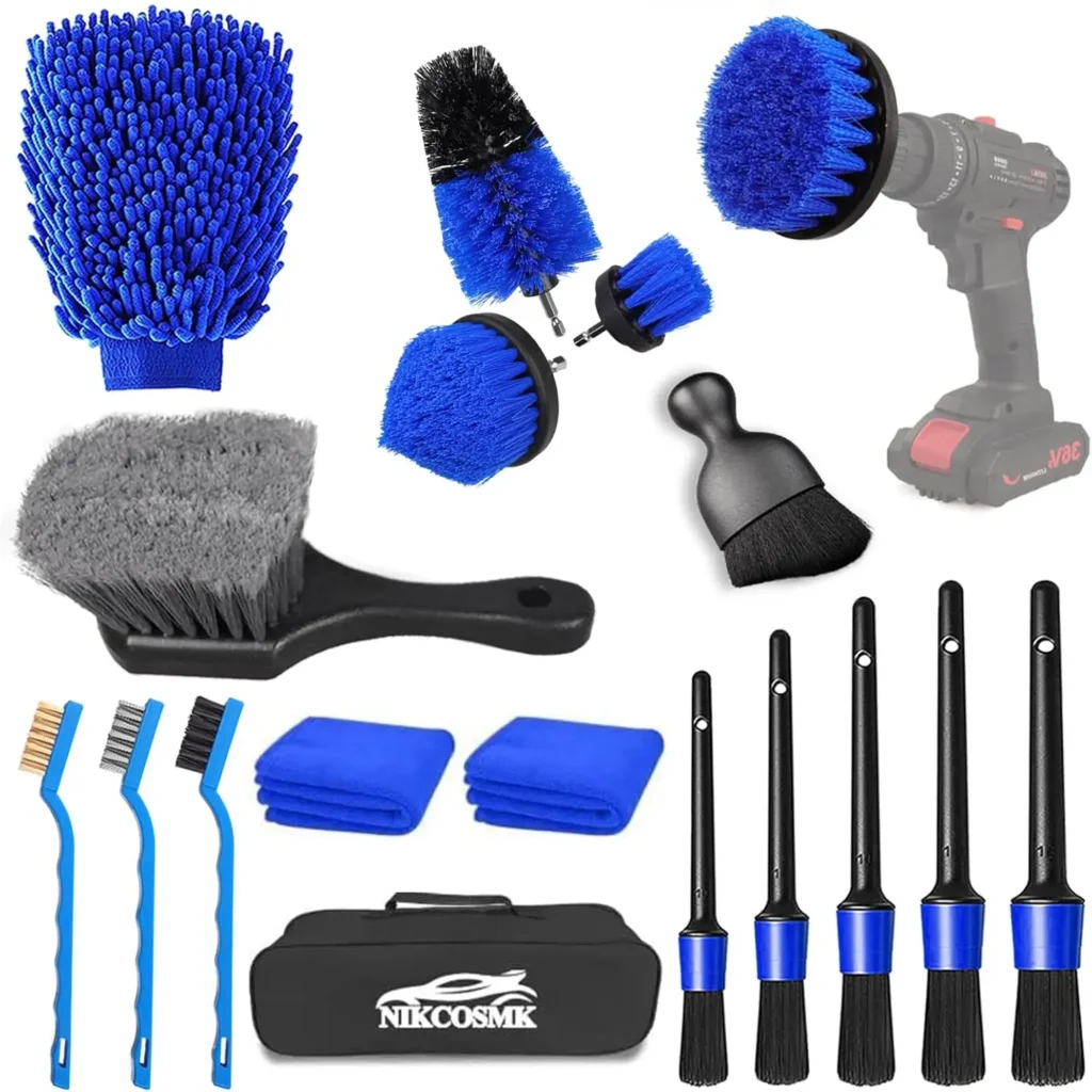 Car Detailing Kit, 18Pcs Car Detailing Brush Set, Car Cleaning Kit, Drill Brush Set, Car Detailing Brushes, Tire Brush - Car Wash Kit, Car Cleaning Tools brushes for Interior, Exterior, Wheels