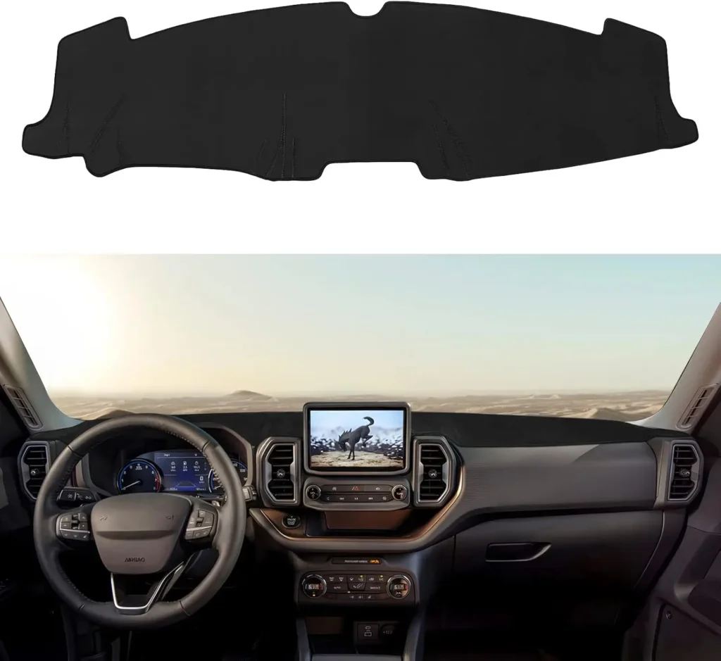 Dashboard Cover Mat Custom Fit for Ford Bronco Sport 2021 2022 2023 2024 Dash Cover Nonslip Dash Mat Protector Sunshade No Glare Black