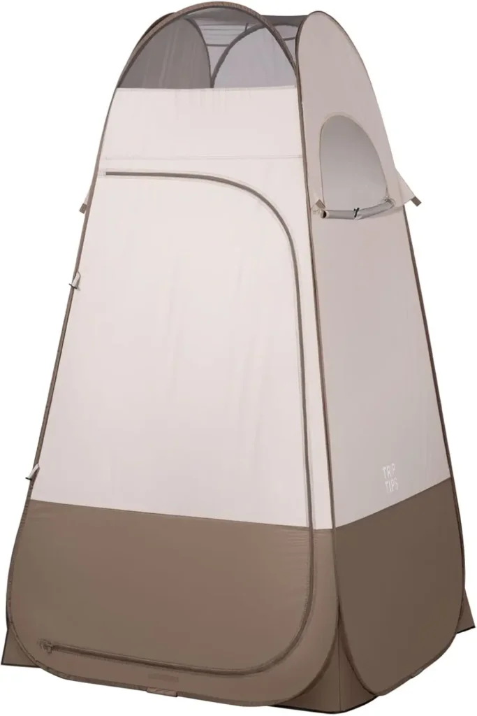 TRIPTIPS Pop Up Shower Tent with Mesh Window, Portable Toilet Privacy Tent, 6.9 FT, Removable Rain Cover/UPF 50+