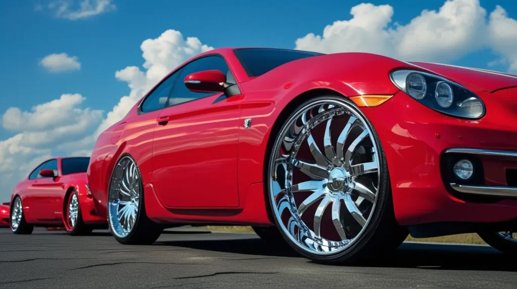 Chrome Rims on Red Cars