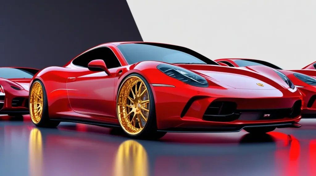 Gold Rims on Red Cars