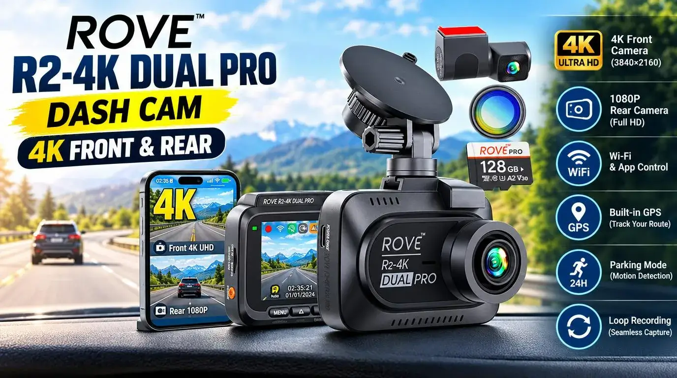 ROVE R2-4K Dual PRO Dash Cam 4K Front & Rear